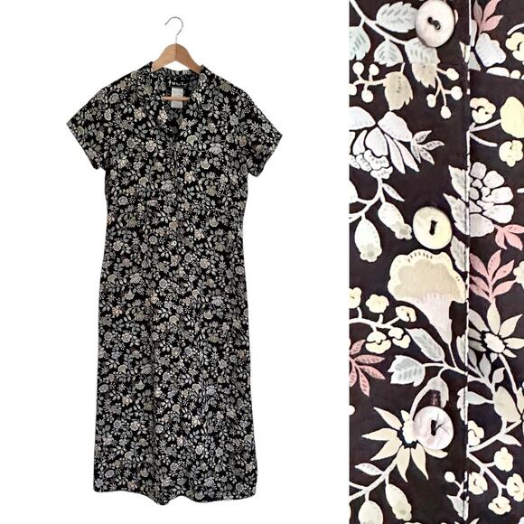 Vintage 90s does 40s All That Jazz Floral Button Down Maxi Dress Sz 13/14 - Picture 1 of 8
